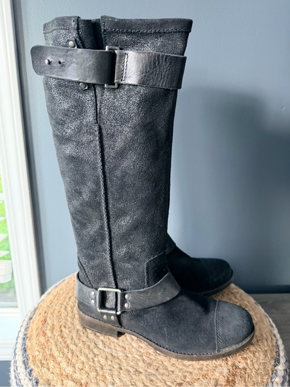UGG Dree Black Suede Harness Riding Boots - Picture 5 of 12
